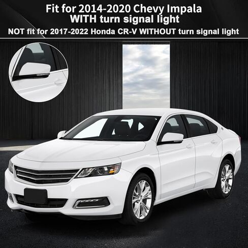 Rearview Mirror Cover Cap Compatible with Chevy Impala 2014 2015 2016 2017 2018 2019 2020, Clip-on Passenger & Driver Side Door Mirror Housing Cap Trim (White) in Kuwait