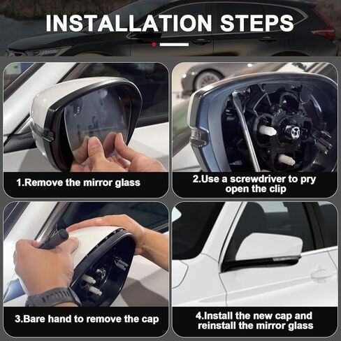 Rearview Mirror Cover Cap Compatible with Chevy Impala 2014 2015 2016 2017 2018 2019 2020, Clip-on Passenger & Driver Side Door Mirror Housing Cap Trim (White) in Kuwait