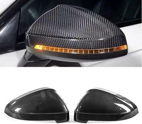 Carbon Look Side Mirror Cover Caps Fit for AD B9 A4 S4 A5 S5 w/Side Lane Assist 2017-2023 Passenger + Driver side in Kuwait
