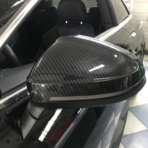 Carbon Look Side Mirror Cover Caps Fit for AD B9 A4 S4 A5 S5 w/Side Lane Assist 2017-2023 Passenger + Driver side in Kuwait