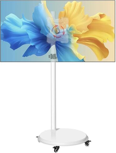 17-43 inch monitor stand pure white vertical TV floor-standing mobile trolley lifting and rotating stand pneumatic cantilever in Saudi Arabia