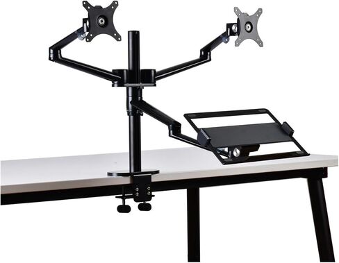 OL-10T Aluminum Height Adjustment Desktop Dual 17-32 Inch Monitor Stand + 12-17 Inch Stand Full Motion Triple Mount Arm in Saudi Arabia
