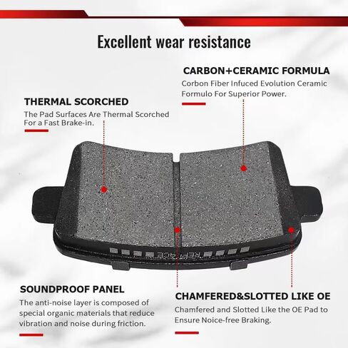 SIPAUTEC-8pcs Ceramic Brake Pads Replacement for (2010-2020 Toyota Prius), (2017 2018 2019 Toyota Prius Prime),(for 2012 2013 2014 2015 Toyota Prius Plug-In) in Kuwait