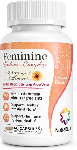 NutraBlast Boric Acid Vaginal Suppositories 600mg (30 Count) w/Feminine Balance Complex (60 Capsules) | Vaginal Detox & Cleanse | Supports Healthy Intestinal Flora & Immune System in Saudi Arabia