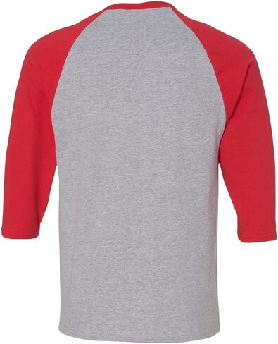 Gildan Heavy Cotton 3/4 Raglan Sleeve T-Shirt, 5.3 oz 100% US Cotton, Classic Fit (US, Alpha, Large, Regular, Regular, Grey/Red) in Saudi Arabia