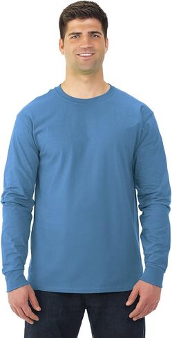 Fruit of the Loom Adult 5 oz. HD Cotton™ Long-Sleeve T-Shirt 3XL COLUMBIA BLUE in Saudi Arabia