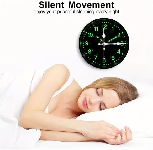 Wall Clock Art Print, Silent Non Ticking Battery Operated,Glow-in-The-Dark Green Clock 2D Art Print Decorative for Bathroom Kitchen Bedroom 10 inch & 12 inch, Ships Next Day，No Battery in Saudi Arabia
