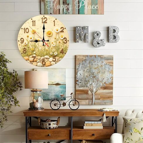 Wall Clocks - 10 Inch Silent Decorative Clocks for Bedroom Kitchen Entryway Decor in Saudi Arabia