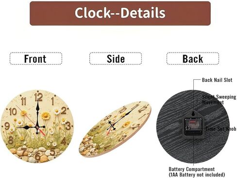 Wall Clocks - 10 Inch Silent Decorative Clocks for Bedroom Kitchen Entryway Decor in Saudi Arabia