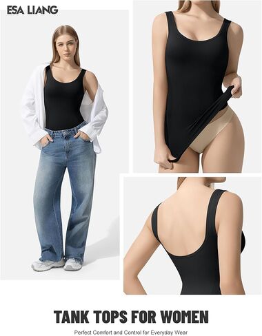 إيسا ليانغ ملابس داخلية للتحكم في البطن طاقم الرقبة ضغط الدبابات للنساء بروتيل المرأة تانك القمم اليومية سلس محدد شكل الجسم in Kuwait