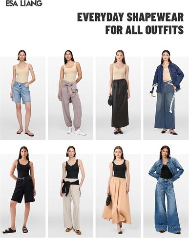 إيسا ليانغ ملابس داخلية للتحكم في البطن طاقم الرقبة ضغط الدبابات للنساء بروتيل المرأة تانك القمم اليومية سلس محدد شكل الجسم in Kuwait