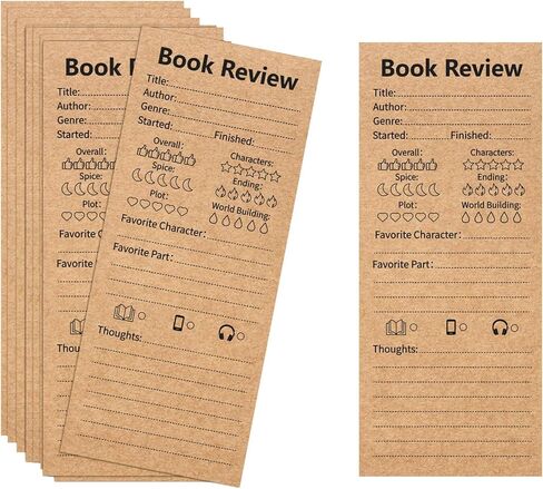 50 Pack Vintage Book Review Bookmarks for Book Lovers,Kraft Paper Cardboard Tracker Cards for Reading Journals,Brown(2.4"x5.9") in Kuwait
