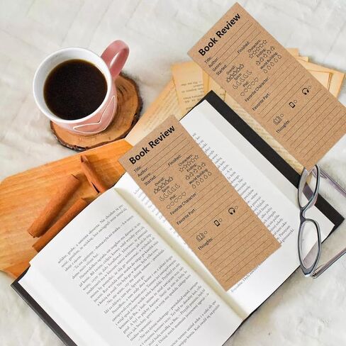 50 Pack Vintage Book Review Bookmarks for Book Lovers,Kraft Paper Cardboard Tracker Cards for Reading Journals,Brown(2.4"x5.9") in Kuwait