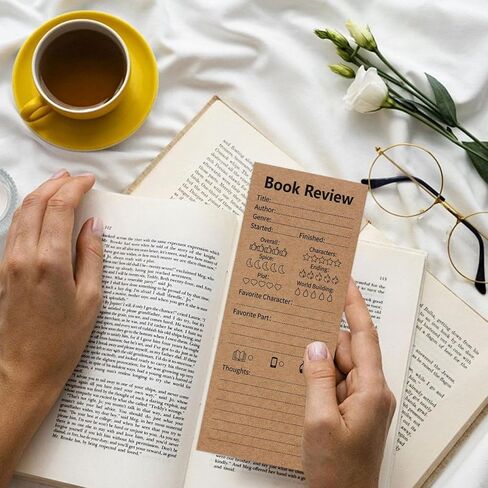 50 Pack Vintage Book Review Bookmarks for Book Lovers,Kraft Paper Cardboard Tracker Cards for Reading Journals,Brown(2.4"x5.9") in Kuwait