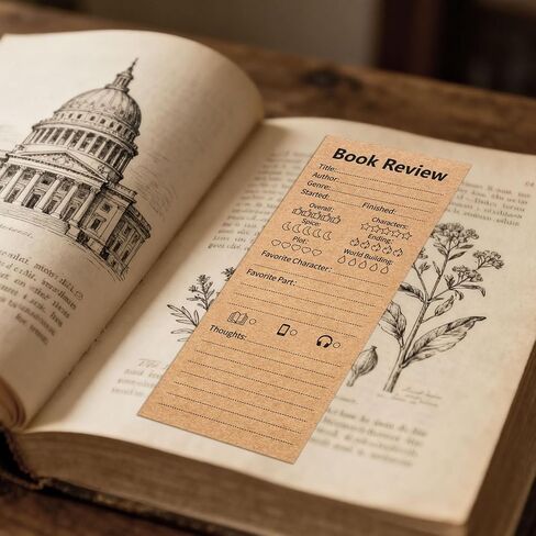50 Pack Vintage Book Review Bookmarks for Book Lovers,Kraft Paper Cardboard Tracker Cards for Reading Journals,Brown(2.4"x5.9") in Kuwait