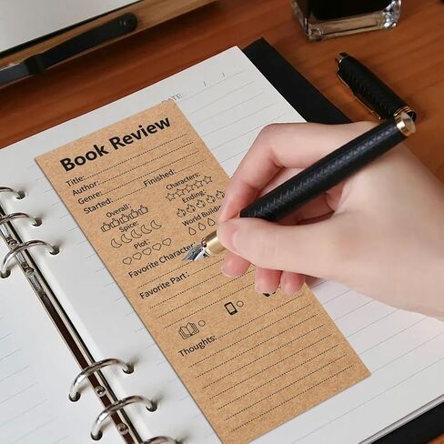 50 Pack Vintage Book Review Bookmarks for Book Lovers,Kraft Paper Cardboard Tracker Cards for Reading Journals,Brown(2.4"x5.9") in Kuwait