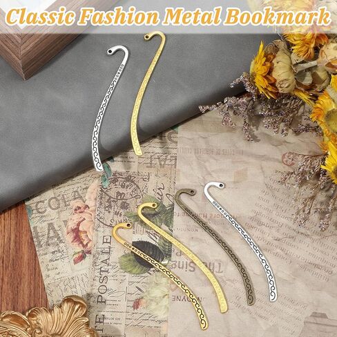 28 حزمة من الإشارات المرجعية المعدنية، 4 ألوان معدنية على شكل دبوس شعر منحوت عتيق مع حلقة للنساء والرجال، علامات كتاب منقوشة، سحر صناعة المجوهرات، لوازم مكتبية لمحبي الكتب in Kuwait