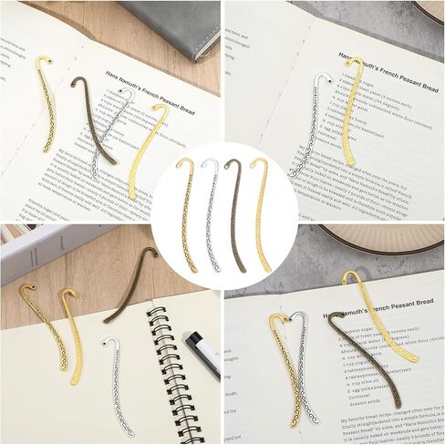 28 حزمة من الإشارات المرجعية المعدنية، 4 ألوان معدنية على شكل دبوس شعر منحوت عتيق مع حلقة للنساء والرجال، علامات كتاب منقوشة، سحر صناعة المجوهرات، لوازم مكتبية لمحبي الكتب in Kuwait