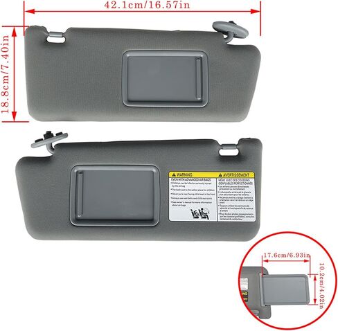 Gray Driver and Passenger Side Sun Visor Set Left and Right Replacement for Toyota Tacoma 2005-2015 74320-35C10-B0 74310-35C10-B0 74320-04181-B1 74310-04181-B1 in Saudi Arabia