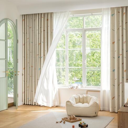 Cartoon Airplane Blackout Curtains for Boys Girls Room Colorful Aircraft Printed Curtains for Kids Room Grommet Room Darkening Window Drapes for Bedroom Living Room 1 Panel (Beige,W52 L84 in) in Kuwait