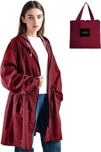 LAMA Women Lightweight Rain Jacket with Hooded, Waterproof Rain Coat with Big Pocket, Windproof Windbreaker Jacket in Kuwait