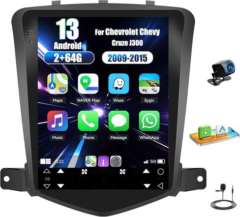 [2+64G Android 13] Car Radio Stereo for Chevrolet Chevy Cruze J300 2009-2014 with Wireless CarPlay&Android Auto/Mirror Link, 9.7 Inch Bluetooth Touch Screen FM/RDS GPS Navi WiFi SWC,Backup Camera+MIC in Saudi Arabia
