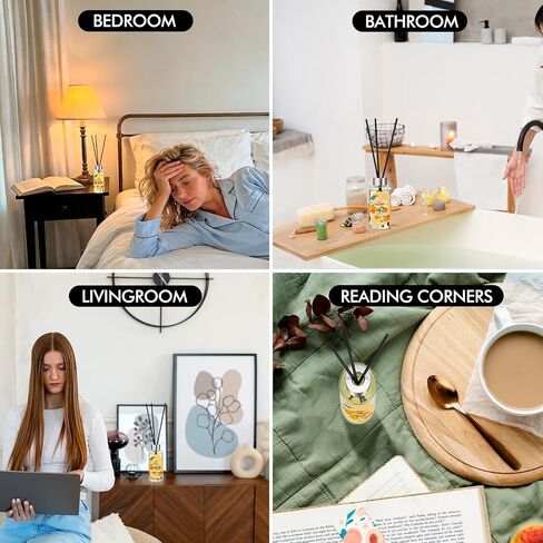 مجموعة ناشرات روائح القصب مكونة من 3 قطع، ناشرات زيوت برائحة الأوكالبتوس والكتان والحمضيات مع 15 قصبة، عطر منزلي طويل الأمد لديكور غرفة النوم والحمام، 1.7 أونصة سائلة لكل منها، إجمالي 5.1 أونصة in Kuwait