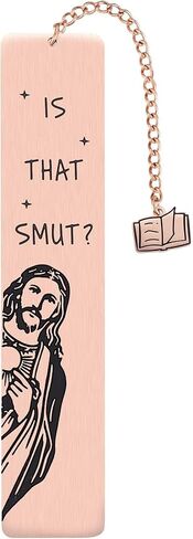Funny Bookmark for Women - Peeking Jesus Metal Bookmark with Book Charm Gift for Female Friends, Christian Accessories for Reading Bookish, Humorous Book Mark for Smut Lovers, Rose Gold in Saudi Arabia