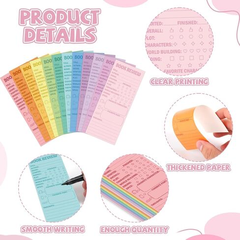 240Pcs Book Review Sticky Notes Reading List Books Review Bookmarks Cards for Book Lovers Notepad Pages Reading Tracking Bookmark Pastel Classroom Favors Books Club Gifts Back to School Supplies in Saudi Arabia