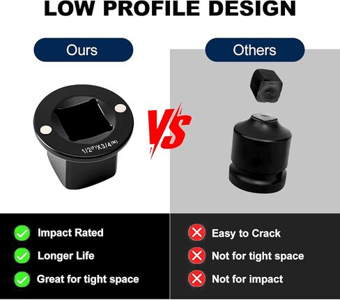 3PCS Low Profile Impact Socket Adapter Set, CR-MO Steel Heavy Duty Short Converters for Tight Spaces, Includes 3/4" to 1/2", 1/2" to 3/8", 3/8" to 1/4" in Saudi Arabia