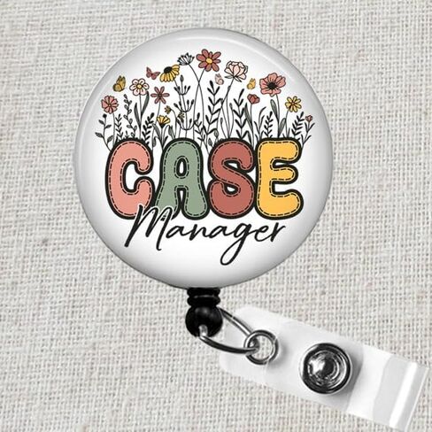 بكرة شارة مدير الحالة - حامل هوية قابل للسحب على شكل زهور للممرضات والأخصائيين الاجتماعيين ومديري الحالات - مشبك شارة زهور الربيع اللطيفة - فكرة هدية لأسبوع إدارة الحالة in Saudi Arabia