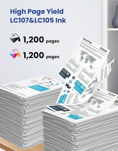 LC107 LC105 XXL Ink Cartridges High-Yield LC107BK LC105C LC105Y LC105M Replacement for Brother LC107 LC105 LC105CL Ink for MFC-J4310DW MFC-J4410DW MFC-J4510DW MFC-J4610DW MFC-J4710DW Printer Ink 4PKS in Saudi Arabia