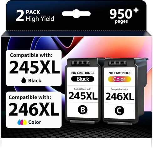 245XL 246XL Combo Pack Replacement for Canon 245XL 246XL Ink Cartridges PG-245XL CL-246XL for Pixma MG2522 MG2500 MX490 MX492 TR4522 TR4520 TR4500 TS202 TS3122 TS3300 TS3322 TS302 Printer (2 Pack) in Kuwait