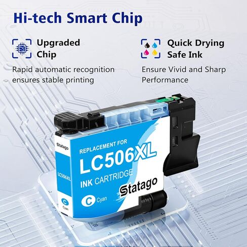 LC506XL LC 506XL Ink Cartridges Compatible for Brother LC506 LC 506 Ink Works for Brother MFC-J4355DW MFC-J4555DW MFC-J4557DW Printer (4 Pack,with Chip) in Kuwait