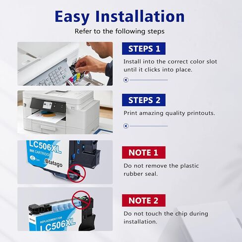 LC506XL LC 506XL Ink Cartridges Compatible for Brother LC506 LC 506 Ink Works for Brother MFC-J4355DW MFC-J4555DW MFC-J4557DW Printer (4 Pack,with Chip) in Kuwait