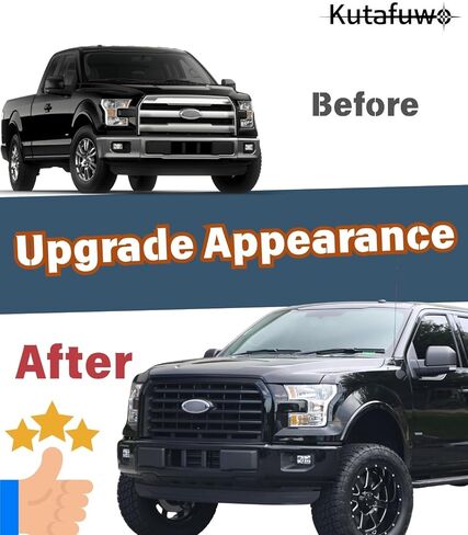 Gloss Black Horizontal Front Mesh Bumper Upper Grille Grill Fit For 2015 2016 2017 Ford F150,Replacement Front Engine Heat Dissipation Mesh Grille Grill Covers Plastic in Kuwait