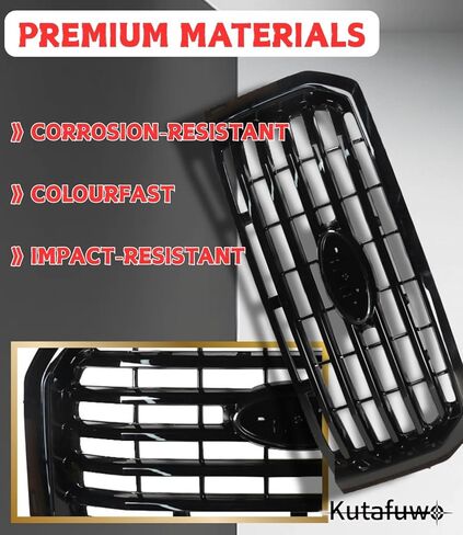 Gloss Black Horizontal Front Mesh Bumper Upper Grille Grill Fit For 2015 2016 2017 Ford F150,Replacement Front Engine Heat Dissipation Mesh Grille Grill Covers Plastic in Kuwait