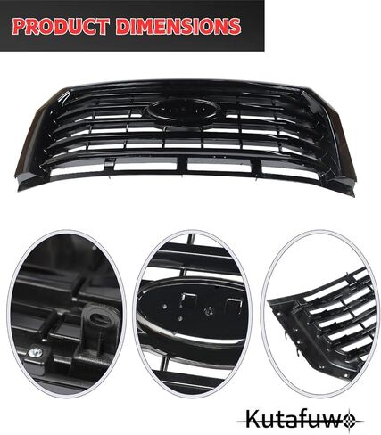 Gloss Black Horizontal Front Mesh Bumper Upper Grille Grill Fit For 2015 2016 2017 Ford F150,Replacement Front Engine Heat Dissipation Mesh Grille Grill Covers Plastic in Kuwait