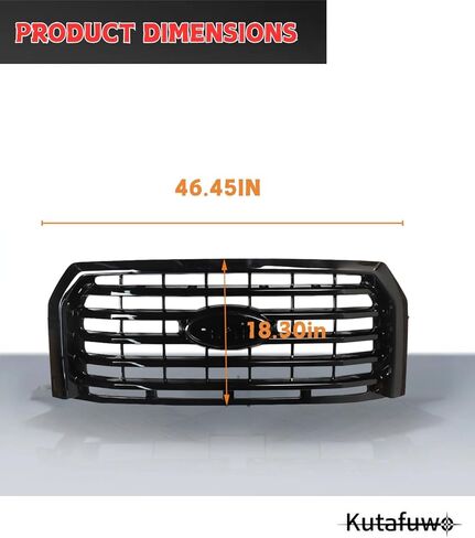 Gloss Black Horizontal Front Mesh Bumper Upper Grille Grill Fit For 2015 2016 2017 Ford F150,Replacement Front Engine Heat Dissipation Mesh Grille Grill Covers Plastic in Kuwait