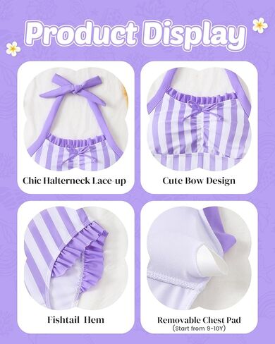 Mioglrie Girls Swimsuit One Piece Bathing Suits Summer Kids Swimsuits Beach Crossback Neckband Girls' Swimwear 7-14Y in Saudi Arabia