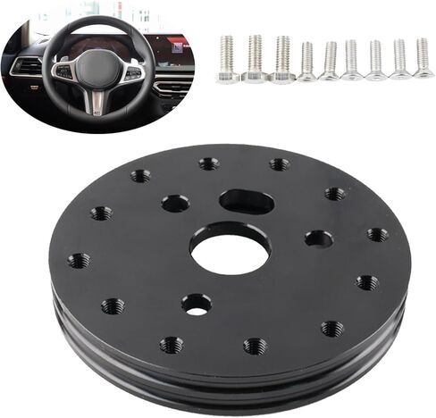 1 Pcs Car Steering Wheel Base Connector Conversion Spacer, 0.5 Inches 6-Hole To 3-Hole Steering Wheel Quick Release Boss Kit With 0.8 Inches/0.62 Inches Screws, Fits For Most Cars (Black) in Kuwait