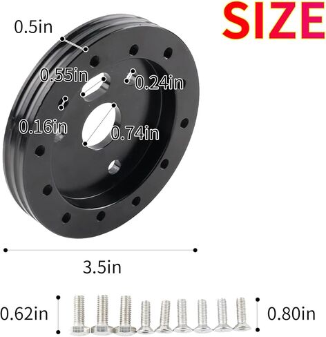 1 Pcs Car Steering Wheel Base Connector Conversion Spacer, 0.5 Inches 6-Hole To 3-Hole Steering Wheel Quick Release Boss Kit With 0.8 Inches/0.62 Inches Screws, Fits For Most Cars (Black) in Kuwait