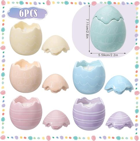 Sumind 6 Pcs Easter Egg Shaped Scented Candles Pastel Vanilla Scented Easter Burning Candles with Lids Gifts Decorations for Women Spring Holiday Birthday Home Party Decor in Saudi Arabia