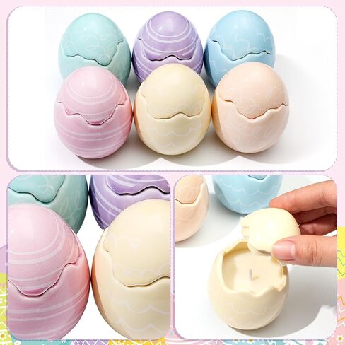 Sumind 6 Pcs Easter Egg Shaped Scented Candles Pastel Vanilla Scented Easter Burning Candles with Lids Gifts Decorations for Women Spring Holiday Birthday Home Party Decor in Saudi Arabia