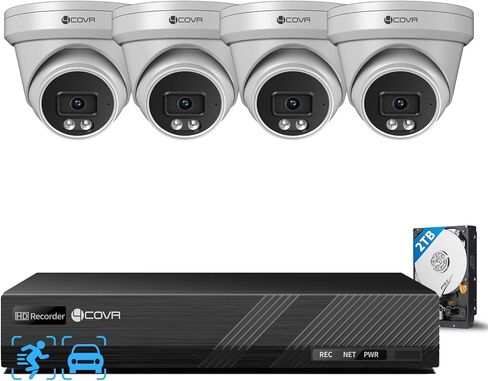 Wired Security Camera System Outdoor, 8X 5MP 110° Wide View Angle IP67 Dome IP Camera with Audio, 4K 8 CH NVR 2TB HDD, AI Human Vehicle Detection & Night Vision, 24/7 Recording, LY97SA5M0808 in Saudi Arabia