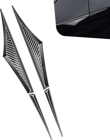 قطعتان من ملصقات شفرات الأبواب الجانبية للسيارة المعدنية، شارات حاجز جانبي للسيارة، ملصقات شارة شعار حاجز السيارة ذاتية اللصق، عالمية لمعظم السيارات (نمط ألياف الكربون) in Kuwait