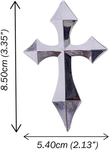 3D Pointed Cross Chrome Silver Emblem Decal for Cars Trucks Motorcycle All Auto Universal Fit in Saudi Arabia
