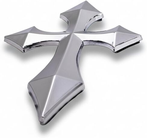 3D Pointed Cross Chrome Silver Emblem Decal for Cars Trucks Motorcycle All Auto Universal Fit in Saudi Arabia