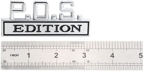 2 Pcs P.O.S. Edition Emblem 3D Metal Badge Decal Sticker Fit for Universal Car Truck SUV Side Rear Front Hood Trunk Door (Silver Black) in Kuwait