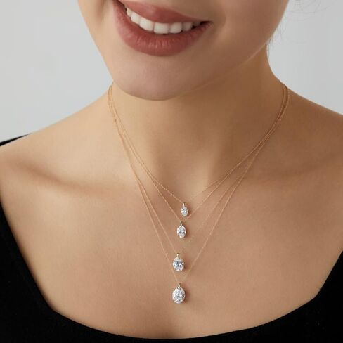 قلادة سوليتير من الذهب الصلب الحقيقي عيار 10 أو 14 قيراط للنساء من DIAMONBLISS in Kuwait